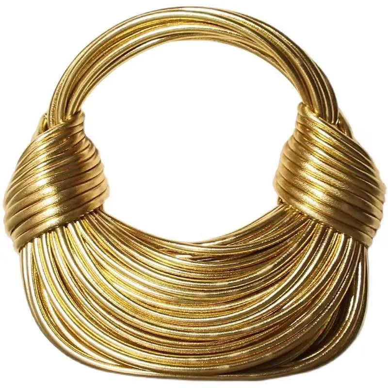 Handbags for Women 2023 New Gold Luxury Designer Brand Handwoven Noodle Bags Ro image 8