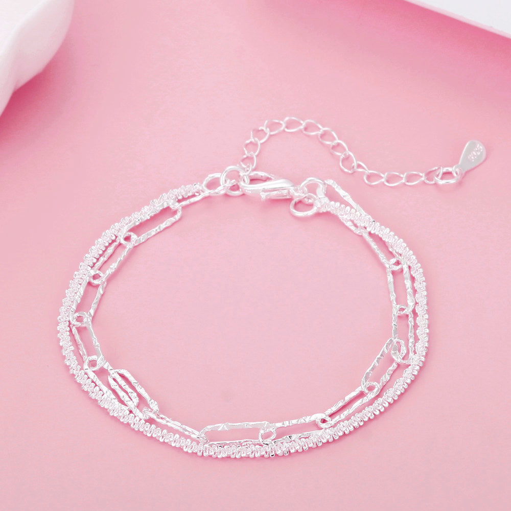 Noble 925 Sterling Silver Square Solid Chain Bracelet For Women Men Charm Party image 4