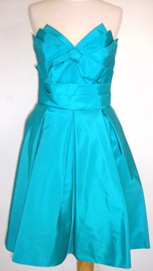 Victor Costa Women Dress Taffeta Aqua Center Bow Size 8 image 0