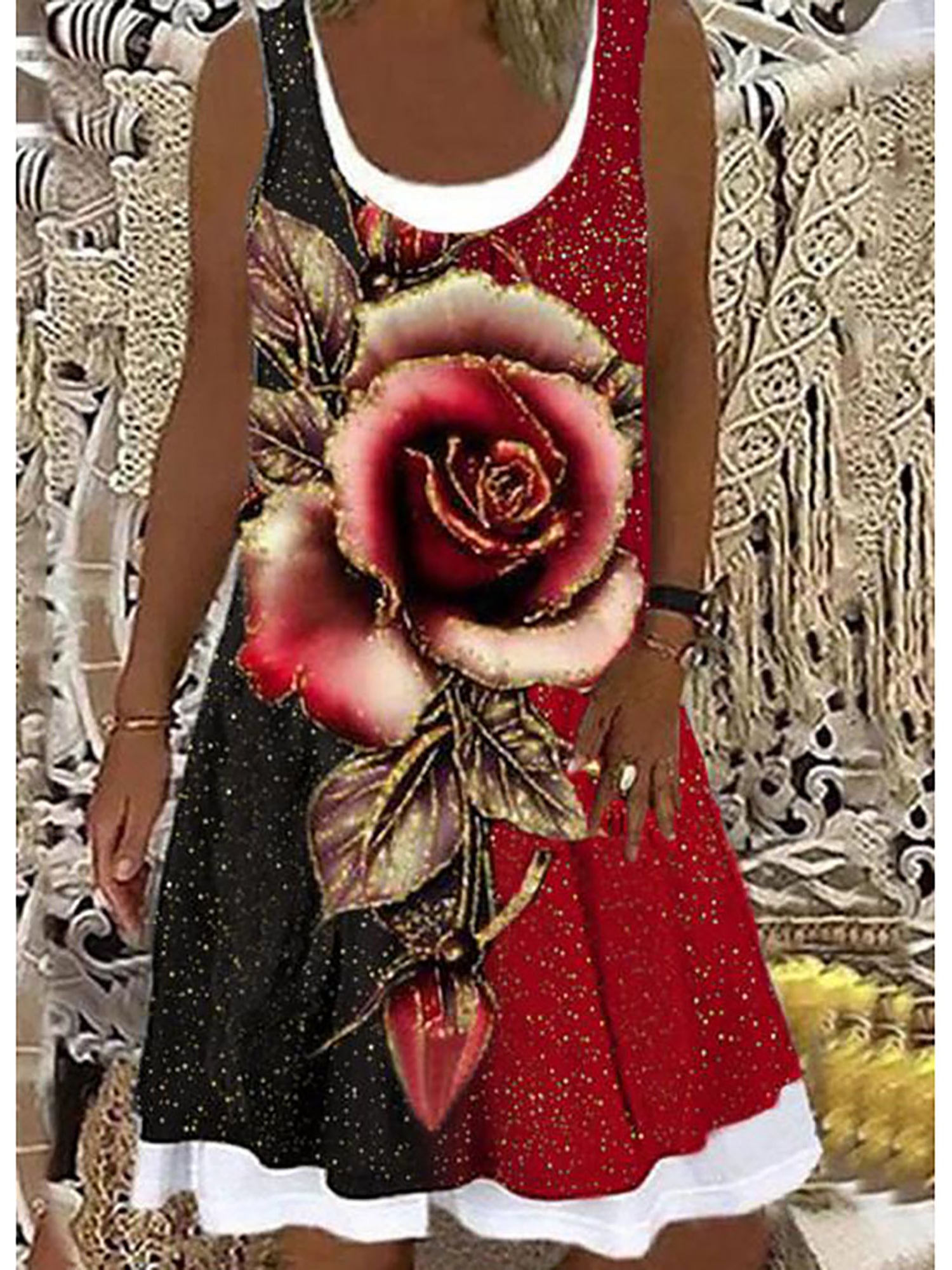 2024 Europe and the United States spring and summer new women's print splicing image 3