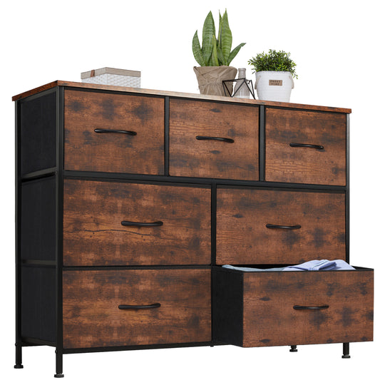 JHK Desser For Bedroom With 7 Fabric Drawers Organizer Storage Closet Chest Clo image 0