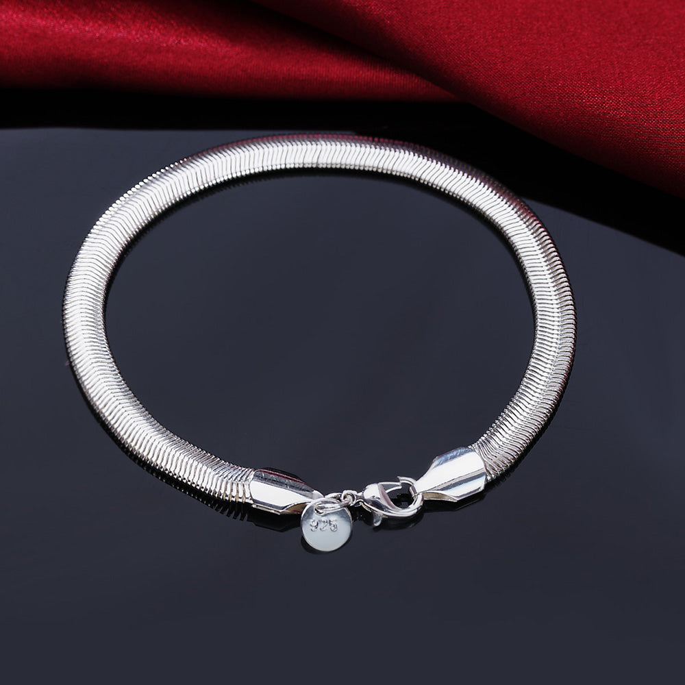 Noble 925 Sterling Silver Square Solid Chain Bracelet For Women Men Charm Party image 23