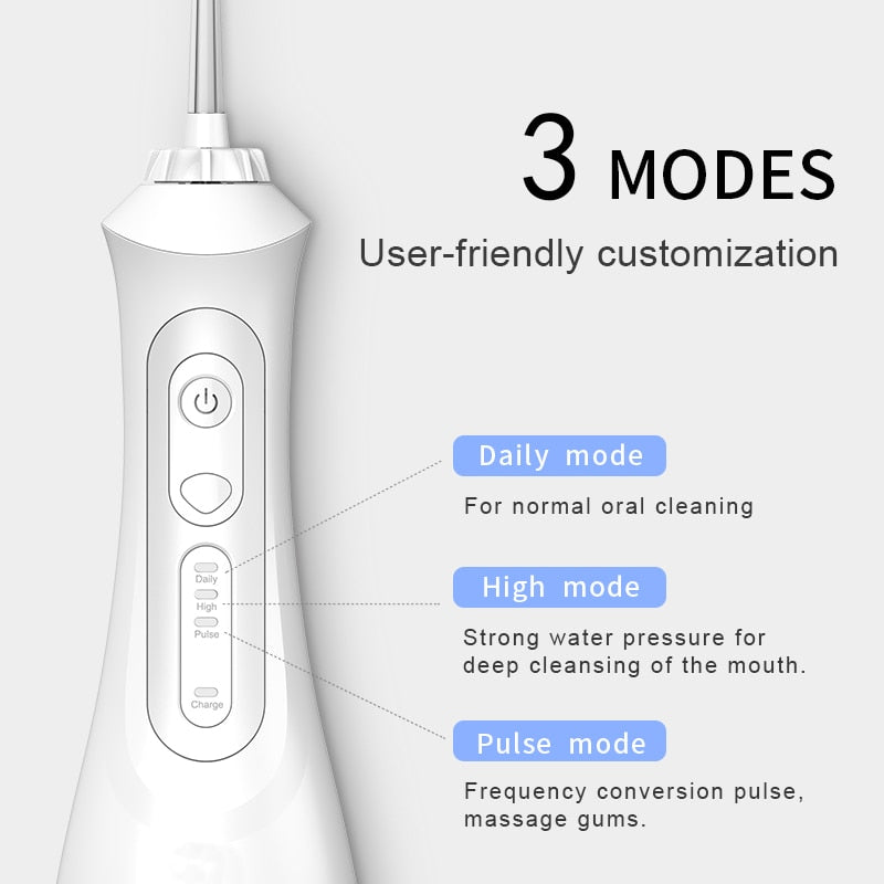 SEAGO New Oral Dental Irrigator Portable Water Flosser USB Rechargeable 3 Modes image 2