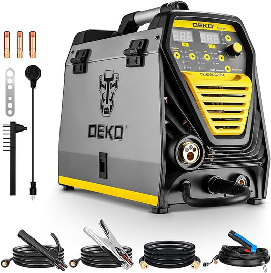 DEKO Digital 200A MIG/MMA Welder, SYNERGIC DC Inverter Welding Machine,110V/220 image 0