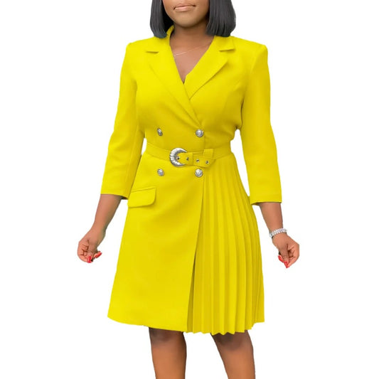 2024 African Dresses for Women Elegant Polyester V-neck Yellow Green Red Black  image 0