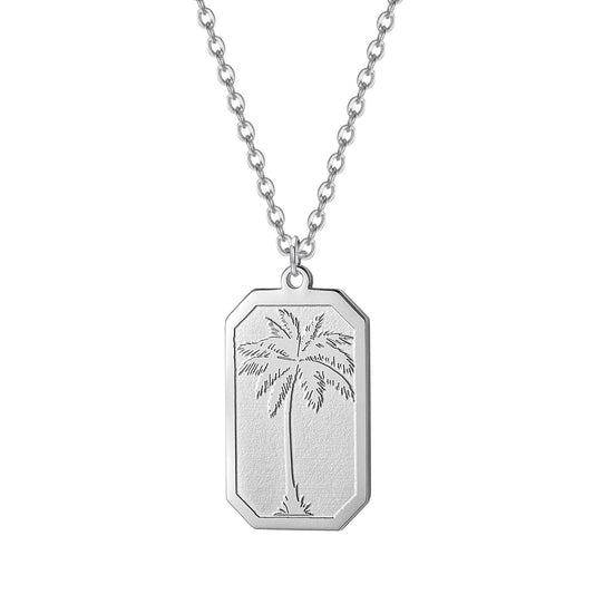 Necklace For Women With Palm Tree Gold Stainless Steel Chain Personalized image 0