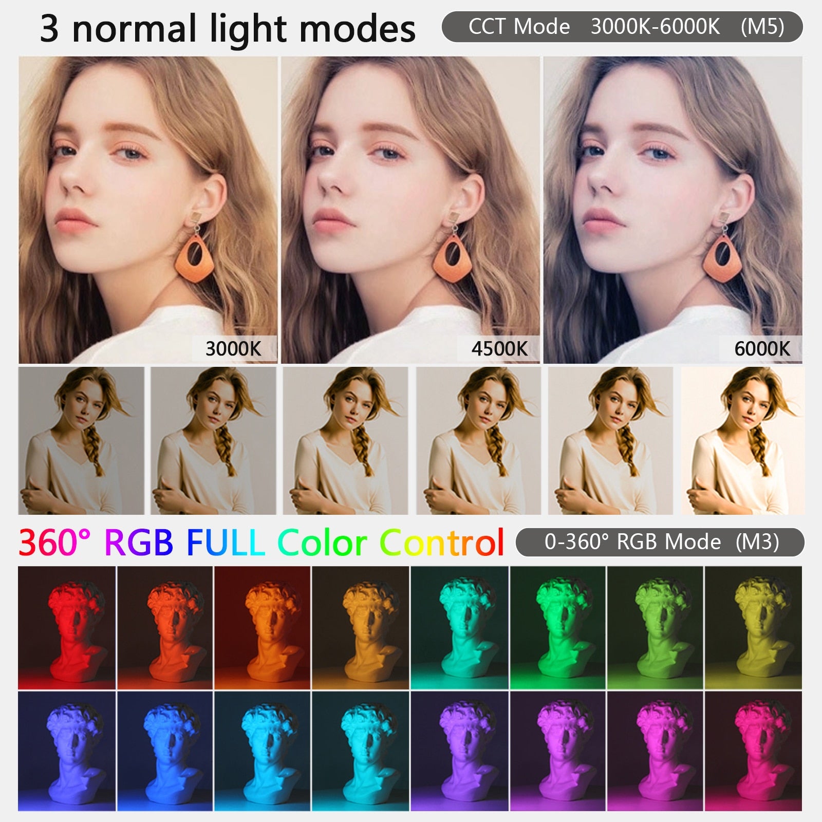 50cm 20" RGB Handheld LED Video Light Wand Stick Photography Light With Built-i image 3