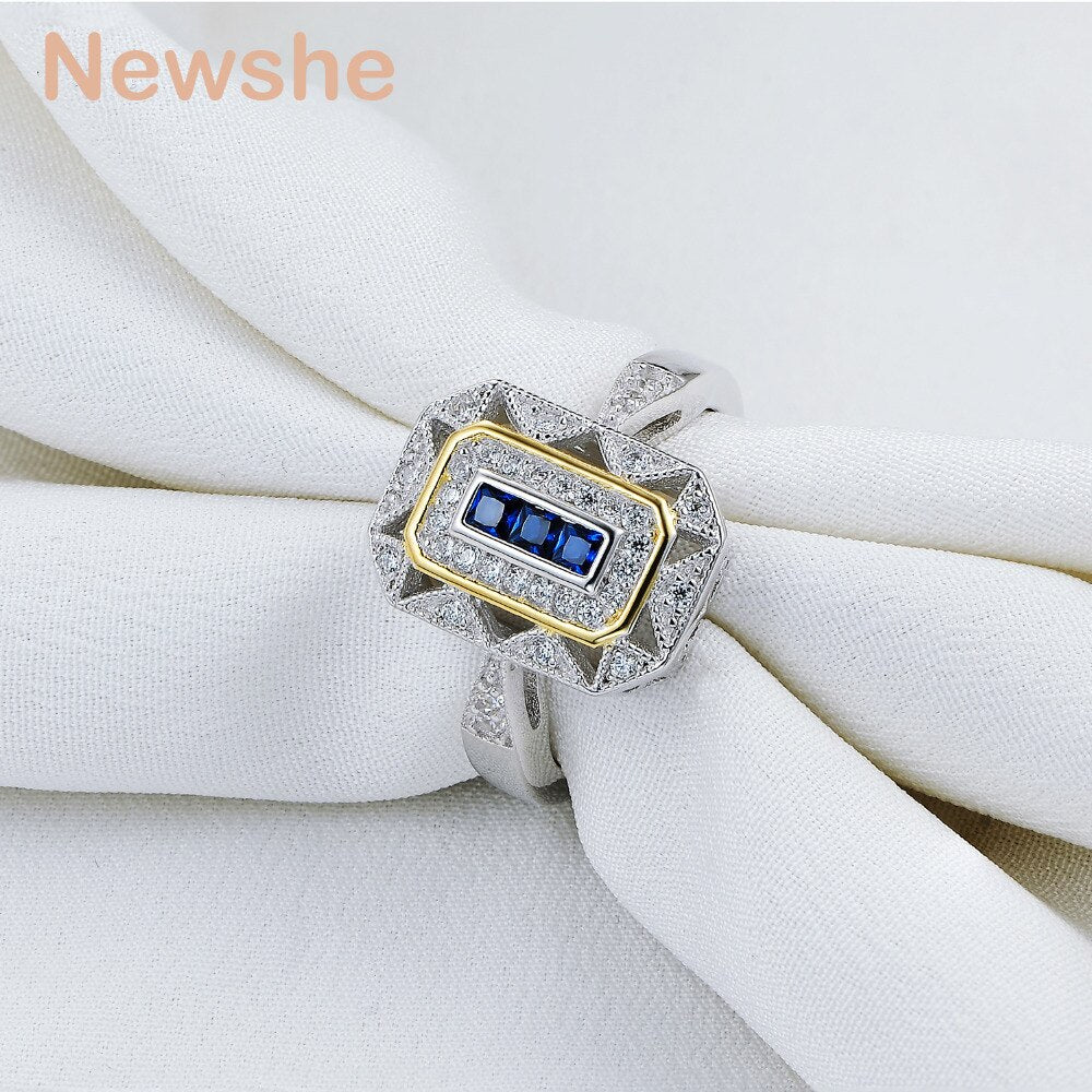 Newshe Wedding Ring Classic Jewelry Solid 925 Sterling Silver White & Gold image 1