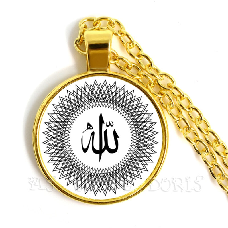 Gold-color 25mm Glass Muslim Islamic Allah Arab Muslim Necklace For Muhammad Re image 22
