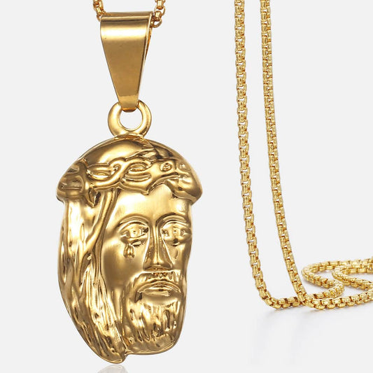 Trendsmax Women's Necklace Jesus Pendant Gold Color Box Chain For Men image 0
