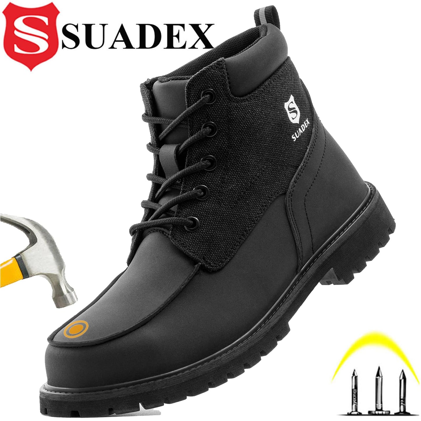 SUADEX Steel Toe Boots for Men Women Waterproof Indestructible Work Safety Boot image 1