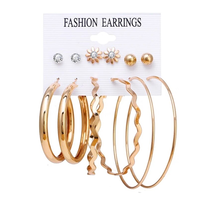 FNIO Statement Gold Color Big Bamboo Circle Hoop Earrings For Women Hip Hop Ear image 4