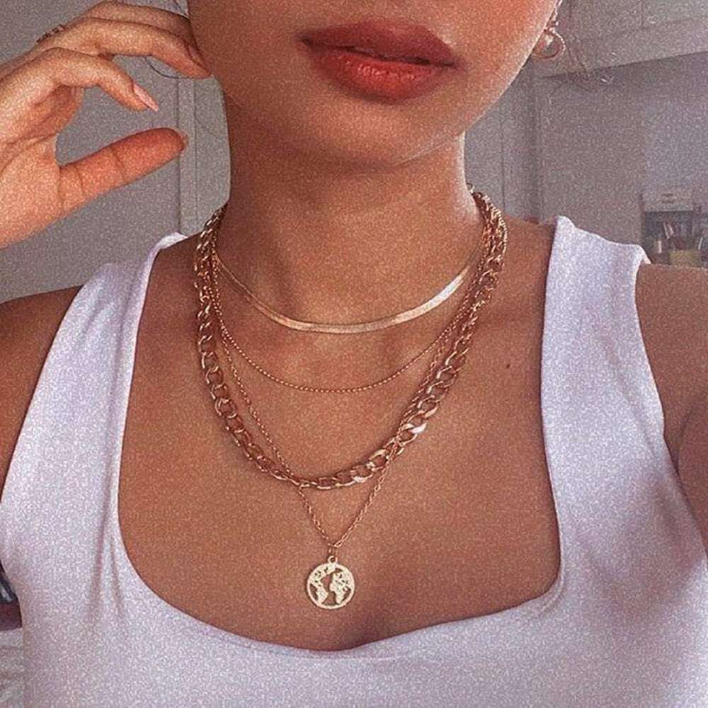 Bls-miracle Fashion Gold Color Heart-Shaped Necklace For Women Trendy Multi-Lay image 16