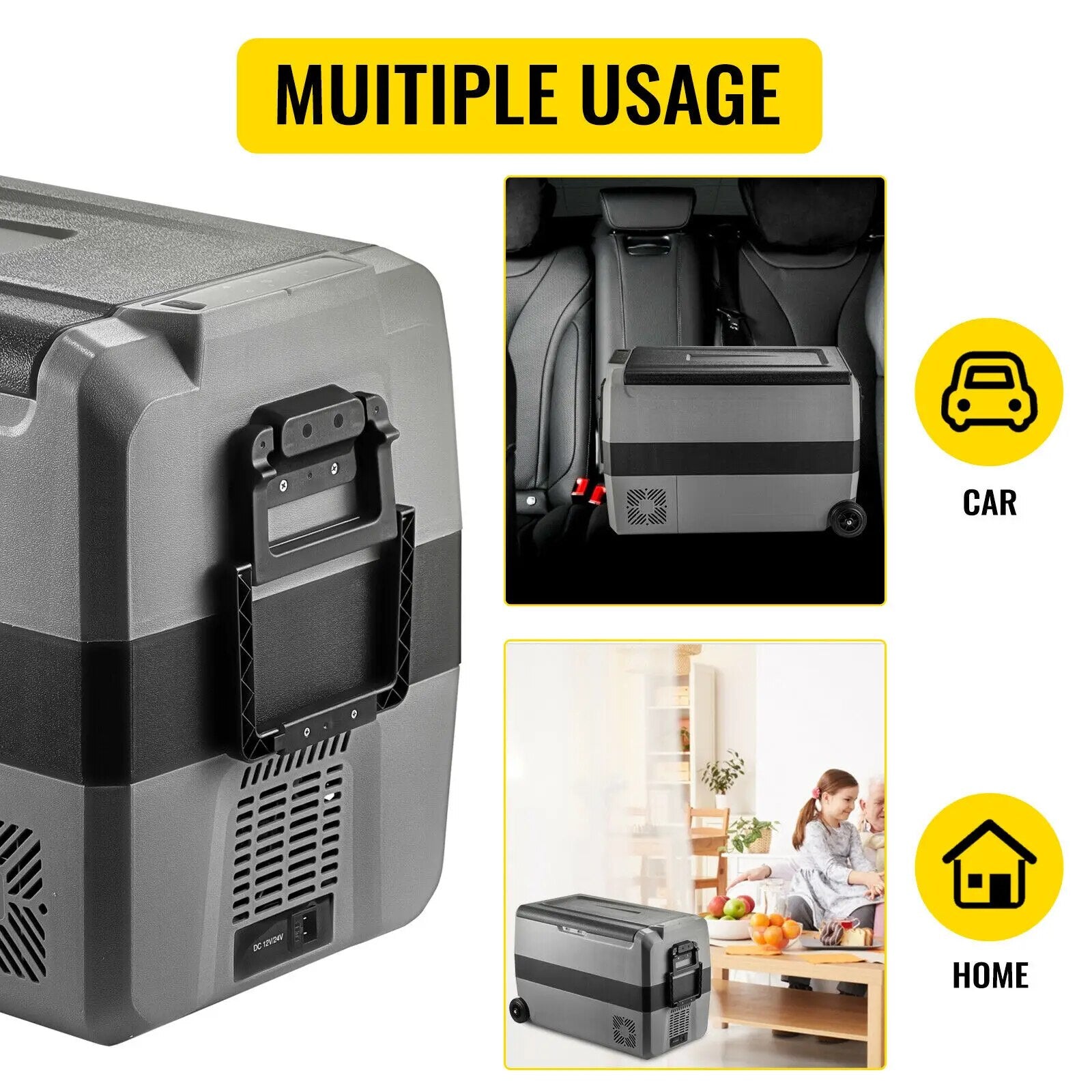 VEVOR 36L 50L 60L Portable Car Fridge Mini Refrigerator Freezer With Wheel and image 4
