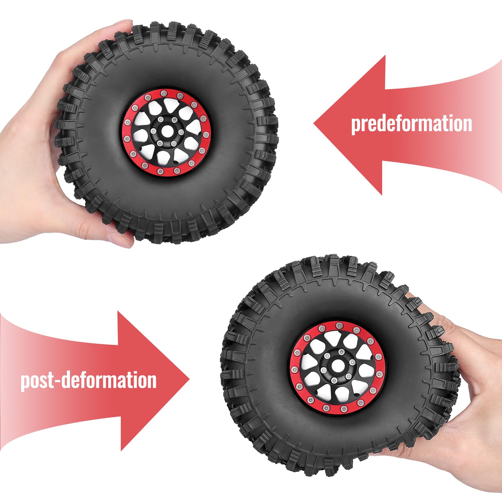 4pcs Hobbypark 1.9 Inch Beadlock Wheels and Tires Set for 1/10 Scale RC Crawler image 12