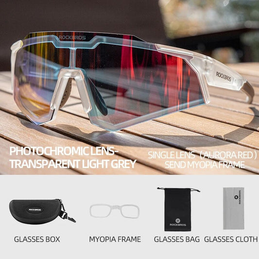 ROCKBROS Polarized Photochromic Bike Glasses Outdoor UV400 Bicycle Eyewear Sung image 0