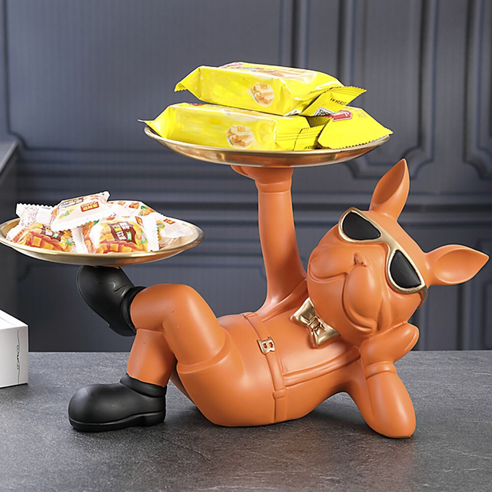 Resin Candy Storage Container Table Crafts with 2 Tray Lying French Bulldog image 10