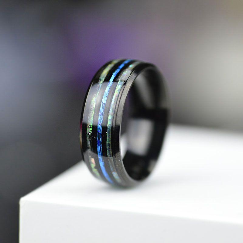Fashion 8mm Rose Gold Color Tungsten Wedding Men Stainless Steel Rings Inlay Ab image 7