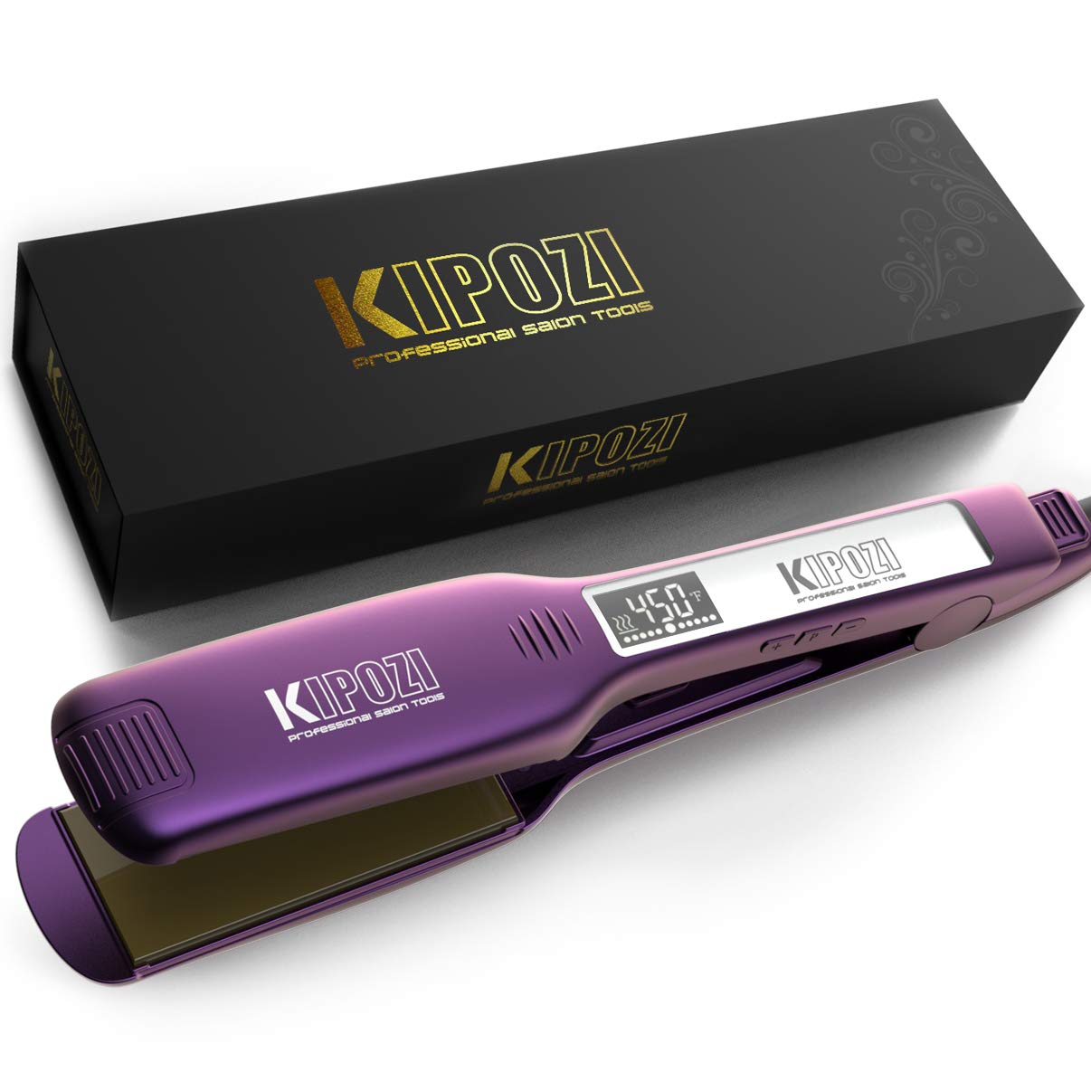 2023 KIPOZI Professional Titanium Flat Iron Hair Straightener with Digital LCD image 1