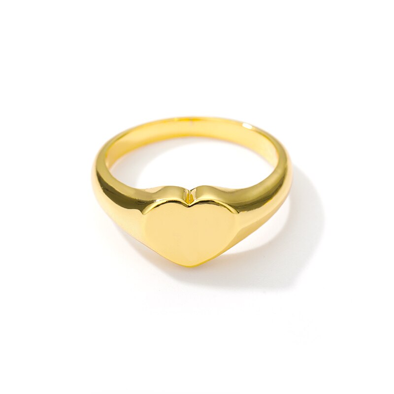 Vintage Heart Rings For Women Gold Plated Stainless Steel Finger Ring Fashion image 0