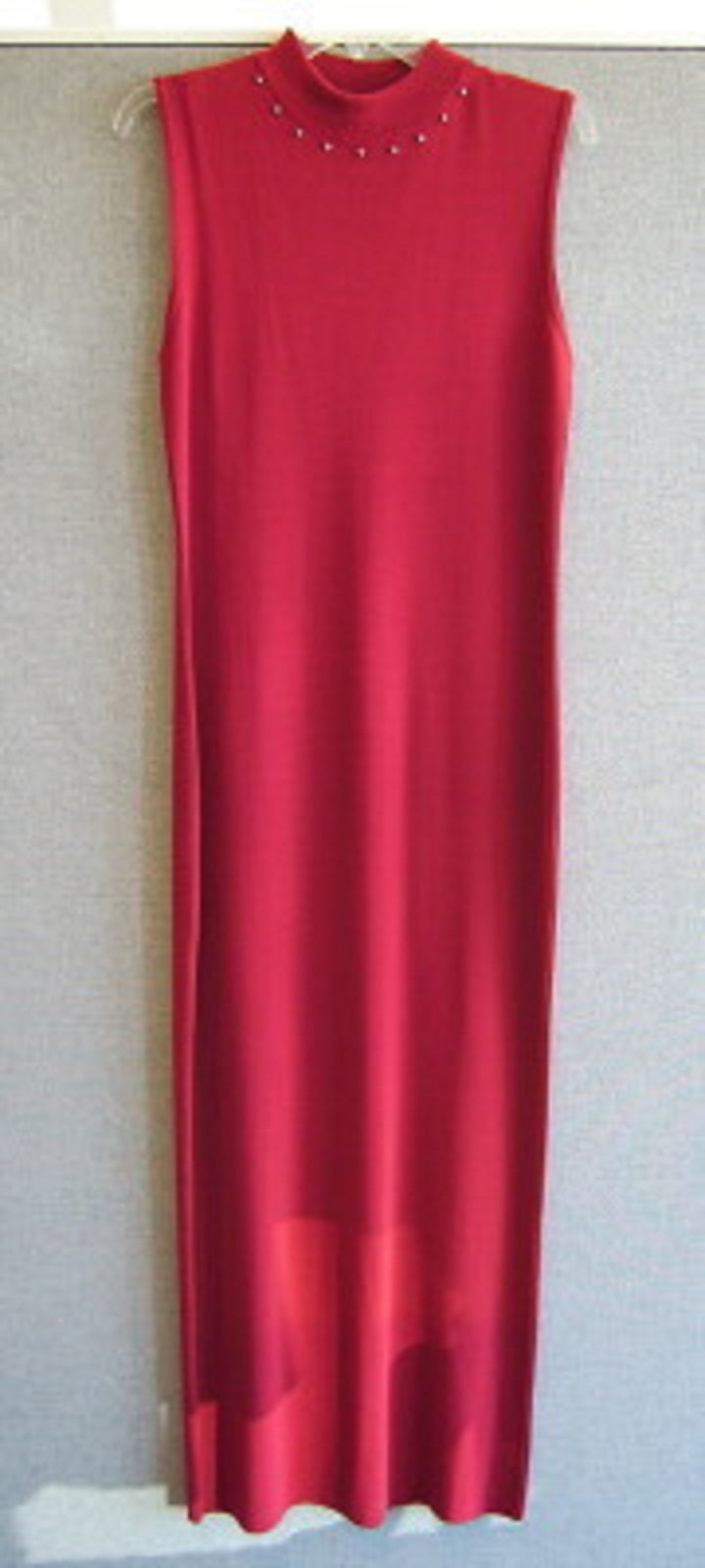 Aurora Women Dress Knit Red Lite Round-Collar Sleeveless Full-Length Size L image 3