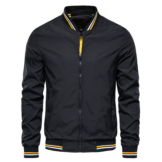 Spring Summer Bomber Jacket Men Black Casual Slim Fit Baseball Mens Jackets New image 0
