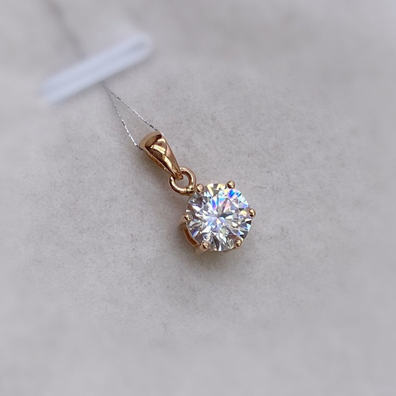 Real 18K White Gold Pendant 1CT Moissanite Necklace 6.5MM VVS Lab Diamond Rose image 8