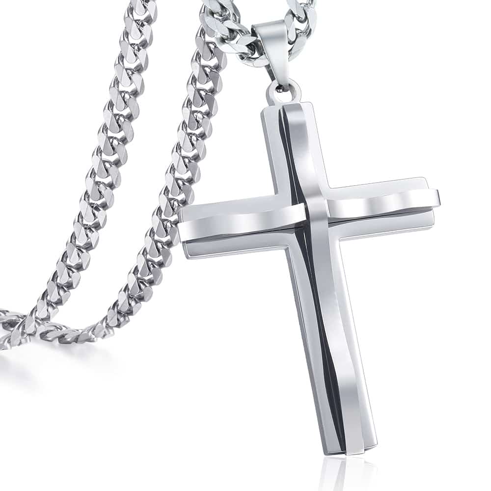 Gold Silver Color Cross Pendant Necklace For Men  Stainless Steel Pendant Neckl image 12