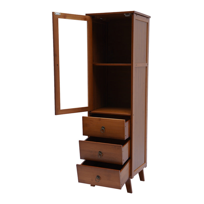 Kitchen Bamboo Storage Cabinet with 3 Drawers and 1 Door Kitchen Cupboard Frees image 3
