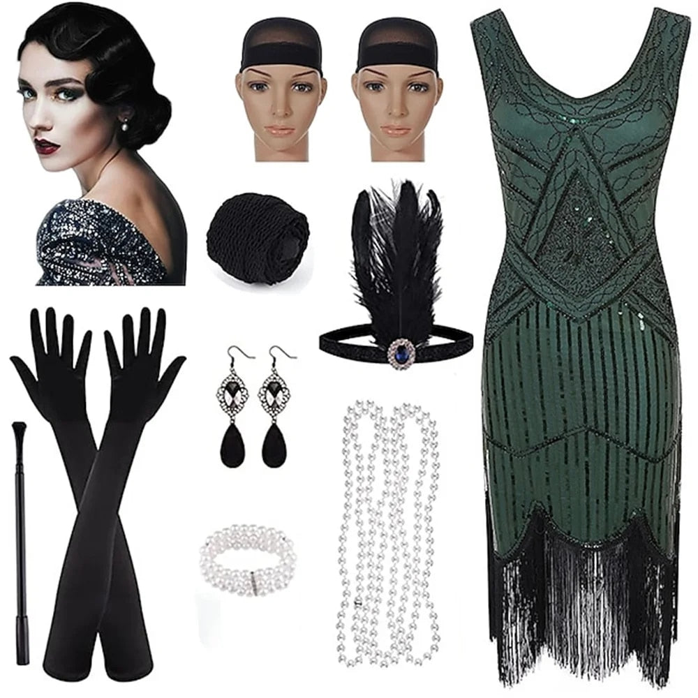 Retro 20s 1920s Flapper Dress Outfits Flapper Headband The Great Gatsby Women's image 6