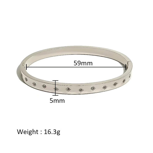Waterproof Zirconia Cuff Bangles for Women Men 18k Gold Plated Stainless Steel  image 0