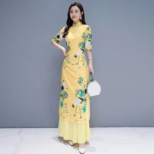 2020 Aodai Vietnam Clothing Cheongsam Qipao Chinese Dress Vietnamese Traditiona image 0