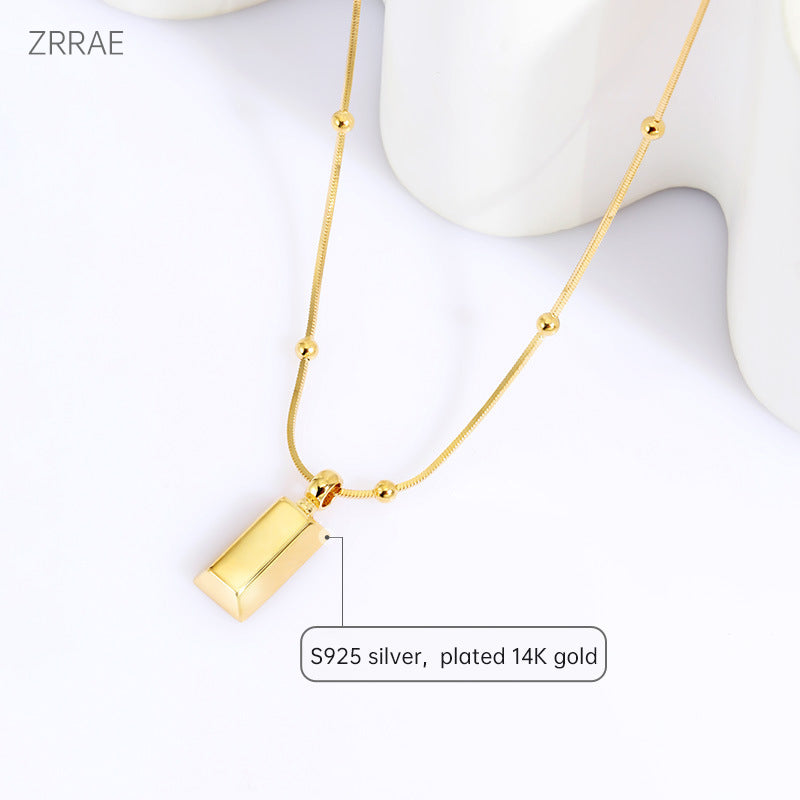 ZRRAE S925 Sterling Silver Women's Necklace K Gold Plated Snake Bone Necklace I image 6