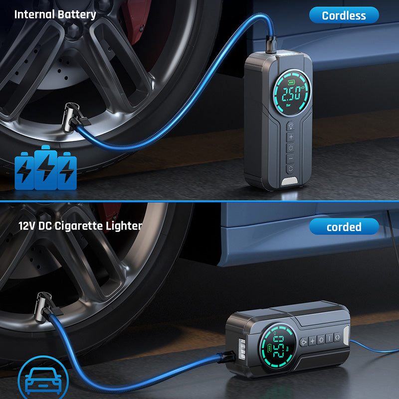 BUVAYE Portable Inflatable Pump Car Inflator Tire Pump Car Air Compressor for M image 3