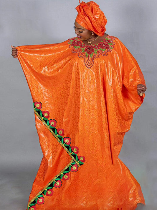 African Wedding Party Clothing Original Bazin Riche Materia Long Dresses Ceremo image 0