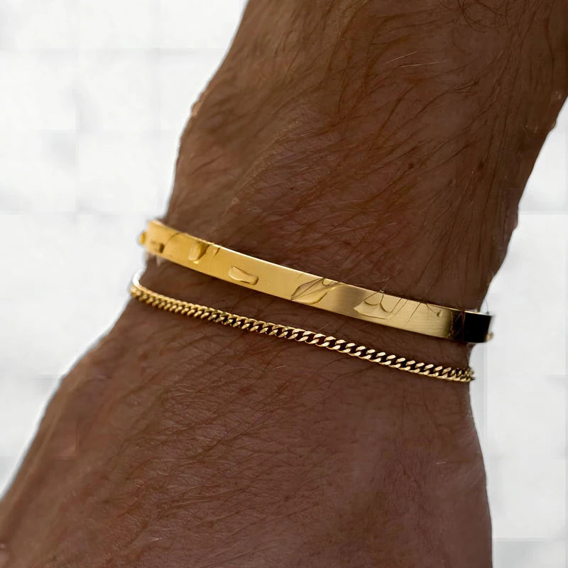 Stackable Bracelets for Men 925 Sterling Silver/14K Gold Plated Bracelet Sets D image 8