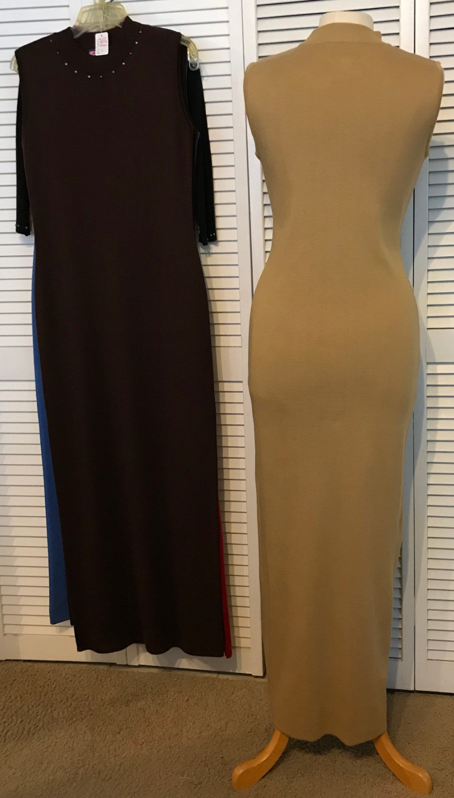 Aurora Women Dress Knit Brown Lite Sleeveless Sleeveless Full-Length Size L image 1