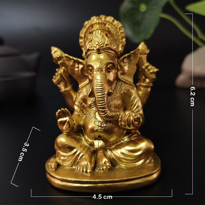 Gold Lord Ganesha Statue Buddha Elephant hindu God Sculpture Figurines Resin Ho image 5