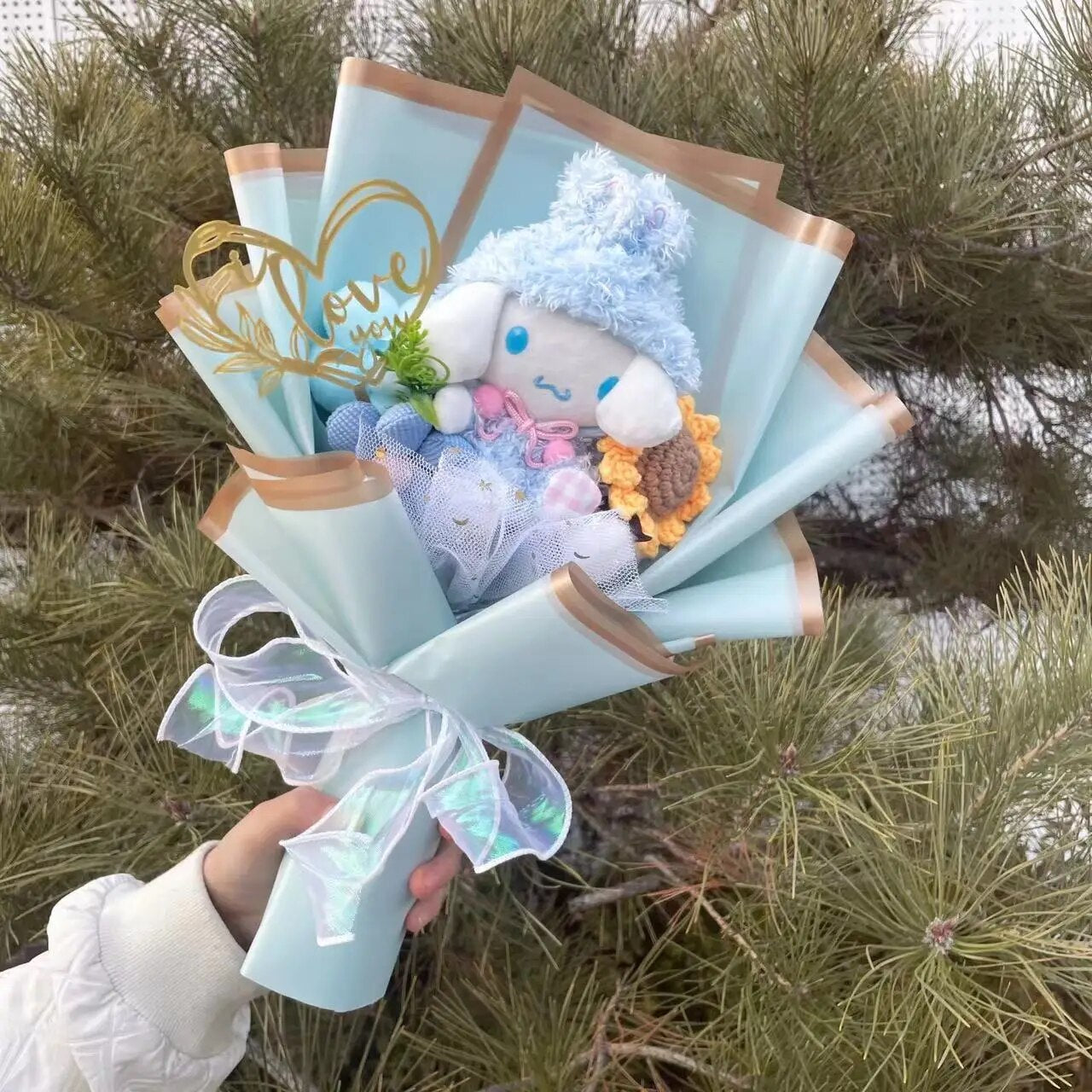 Kawaii Hello Kitty Cat Plush Dolls  Rose Soap Flowers Bouquet Christmas Valenti image 13
