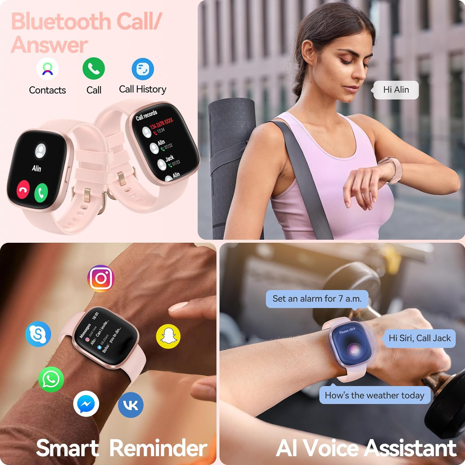 Smart Watch(Answer/Make Call), 1.83" HD Smart Watches for Men Women fitness Tra image 4