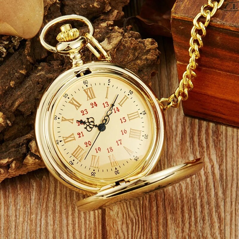 Vintage Quartz Pocket Chain Watch To My Son Gold Case Necklace Watches For Men image 4