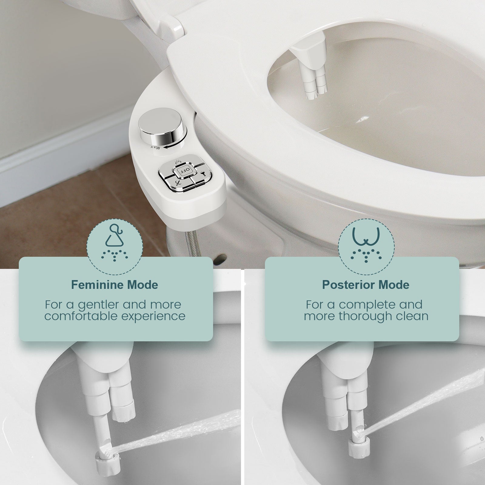 SAMODRA Button Bidet - Non-ElectricSelf  Cleaning Dual Nozzle (Frontal and Rear image 2