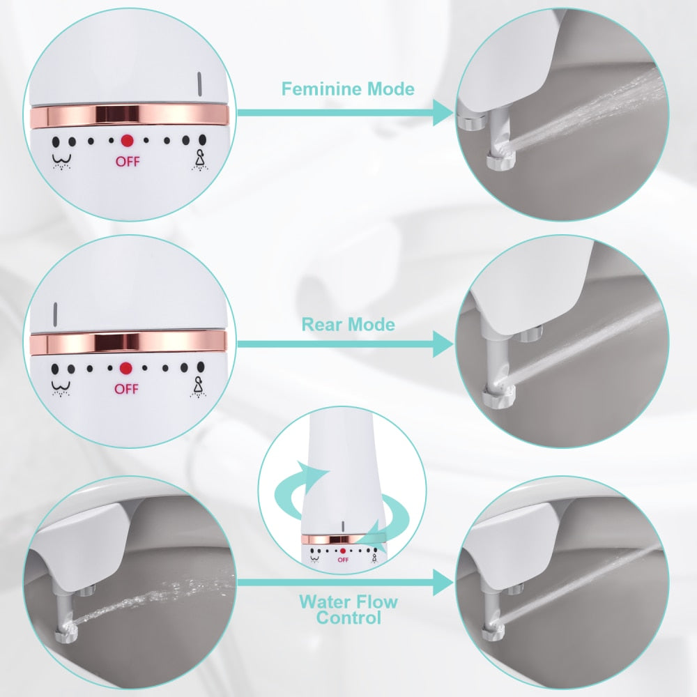 SAMODRA Rose Gold Toilet Bidet Ultra-Slim Bidet Toilet Seat Attachment With image 3