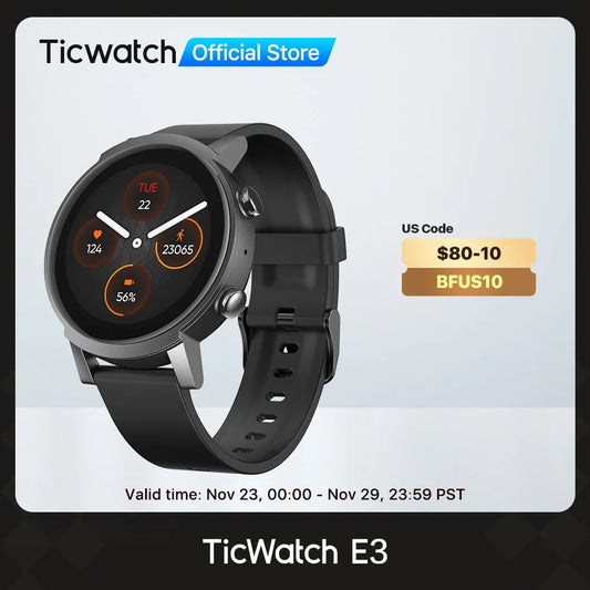 Ticwatch E3 Wear OS Smartwatch for Men and Women Snapdragon 4100 8GB ROM IP68 W image 0