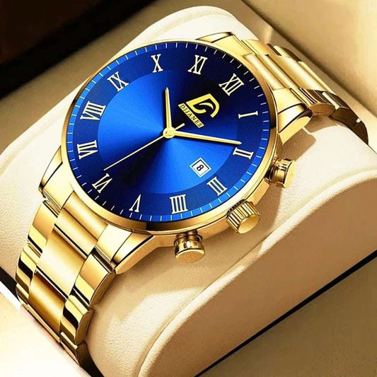 Fashion Mens Gold Stainless Steel Watches Luxury Minimalist Quartz Wrist Watch image 0