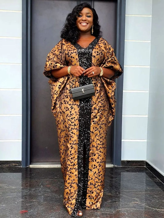 African Dresses for Women Plus Size Africa Clothes Dashiki Ankara Sequin Outfit image 0