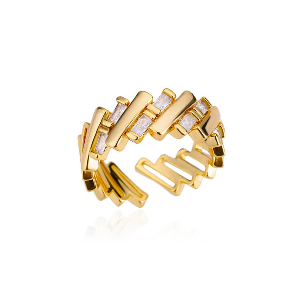 48 Style Women Stainless Steel Rings Gold Color Hollow Out Geometric Open Ring  image 16