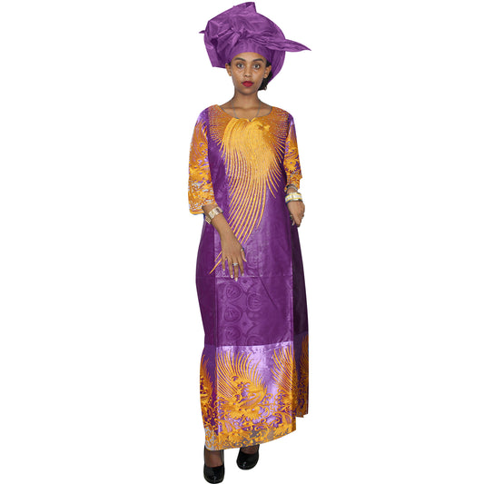 African Dresses For Women Dashiki Bazin Riche Embroidery Design Long Dress image 0