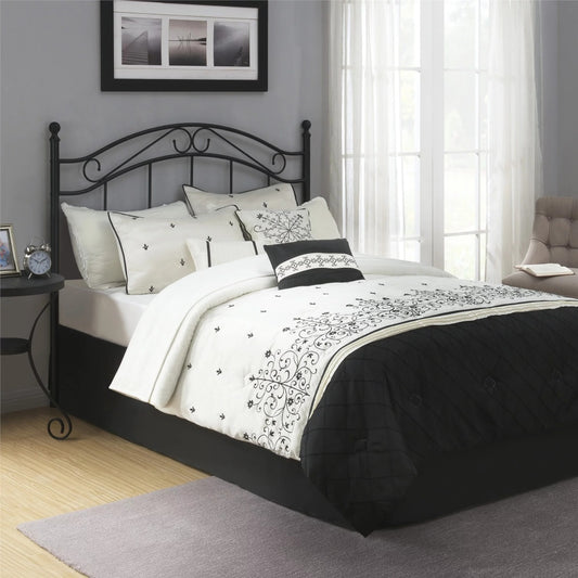 Mainstays Full/Queen Metal Headboard with Delicate Detailing, Black image 0