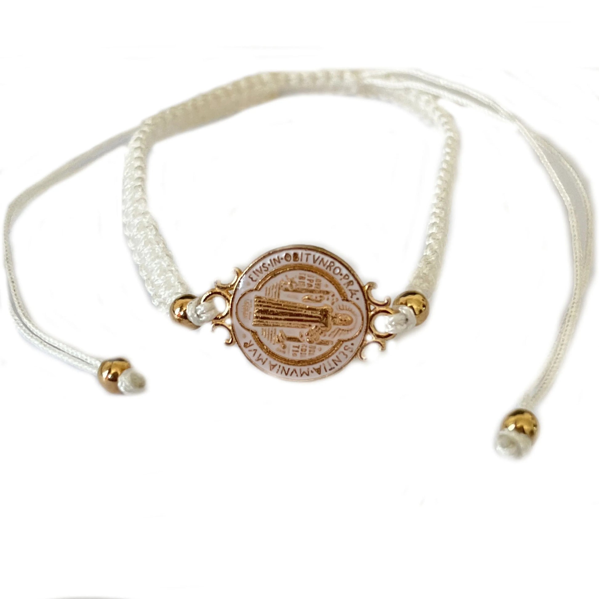 1 Pcs Size Adjustable Colorful Gold Plated Saint Benedict Handmade Weave Rope R image 4